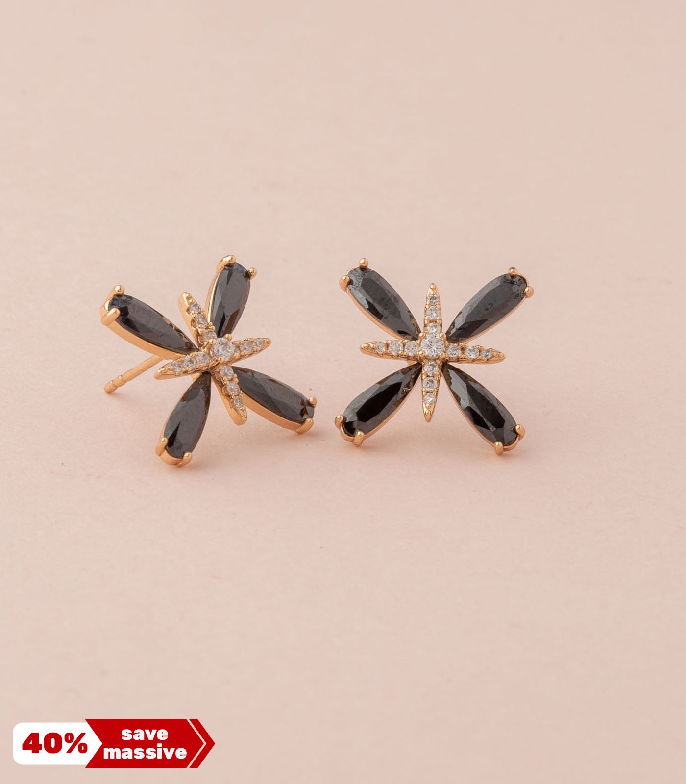 The Black Bold Star Earrings (Brass)