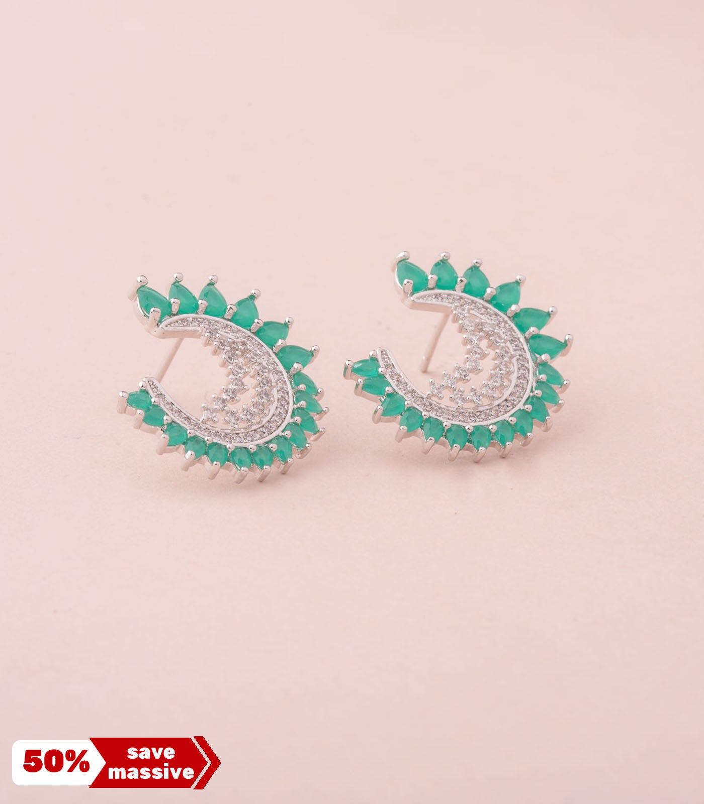 Contemporary Emerald Studs (Brass)