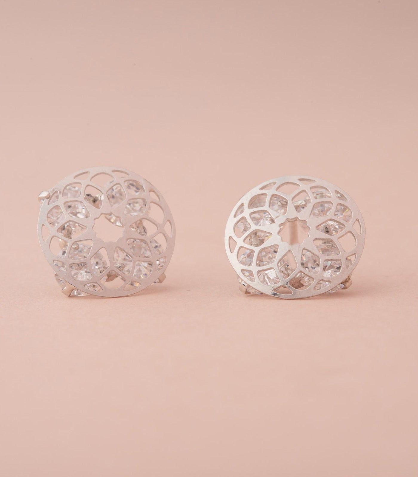 Silver Geometric Sun Earrings (Brass)