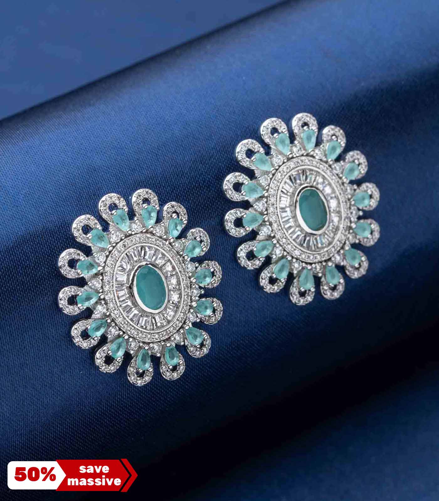 Gorgeous Turquoise Button Studs Earrings (Brass)