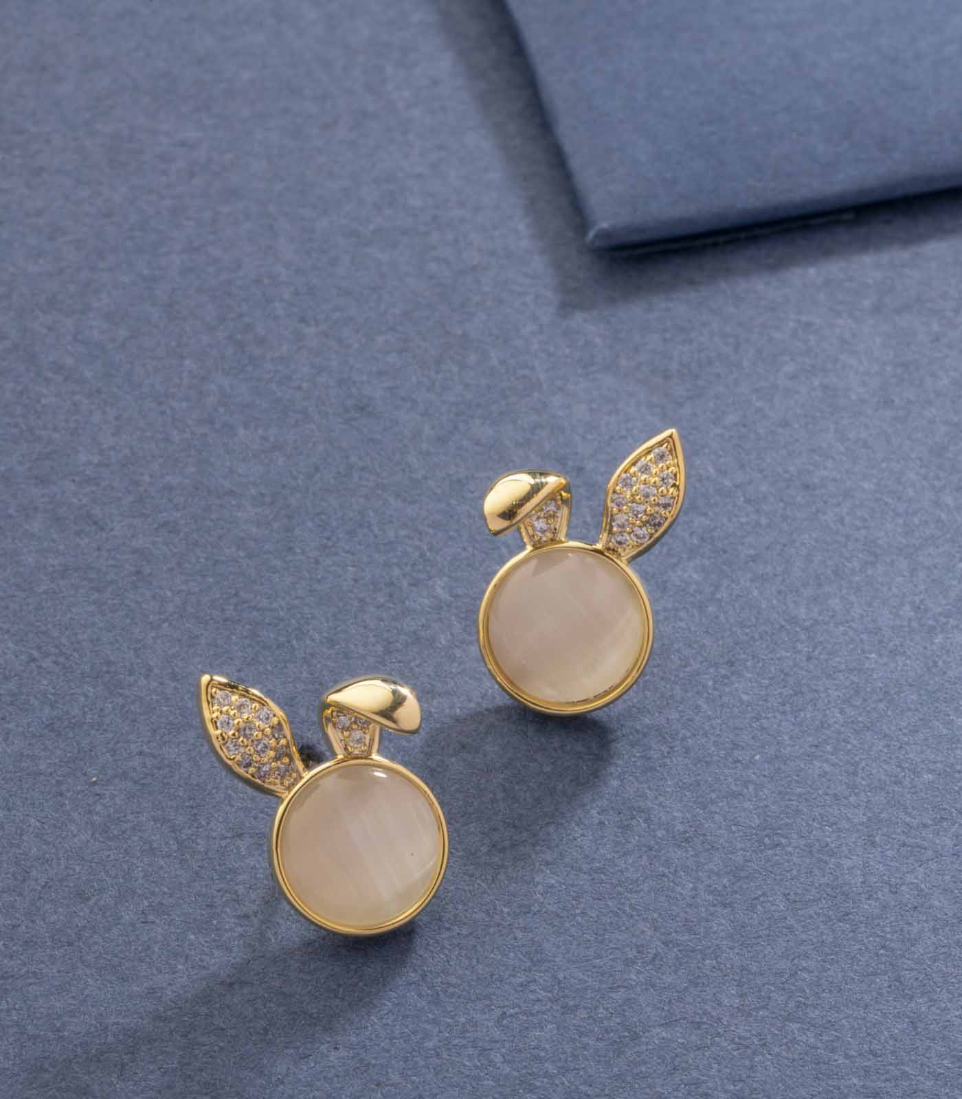 Crystal Bunny Studs (Brass)