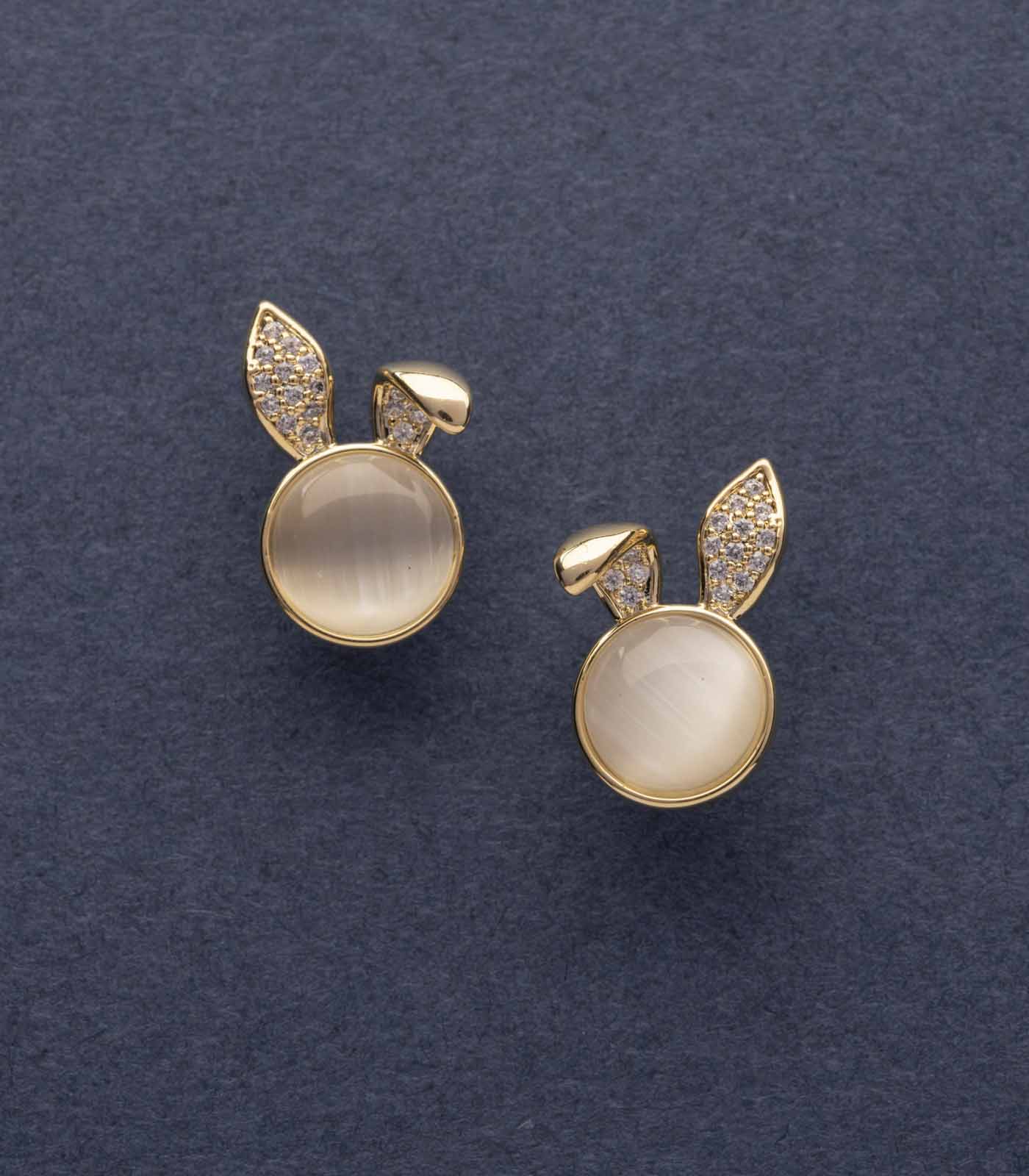 Crystal Bunny Studs (Brass)