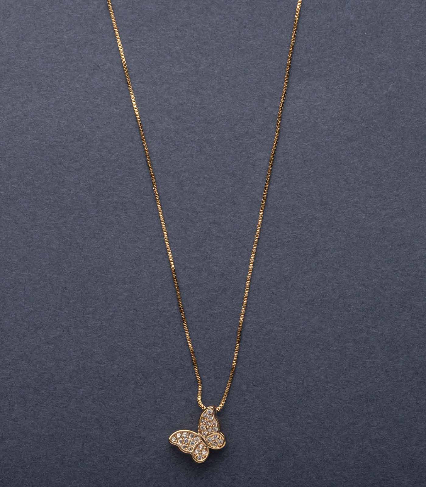 Crystal Butterfly Pendant (Brass)