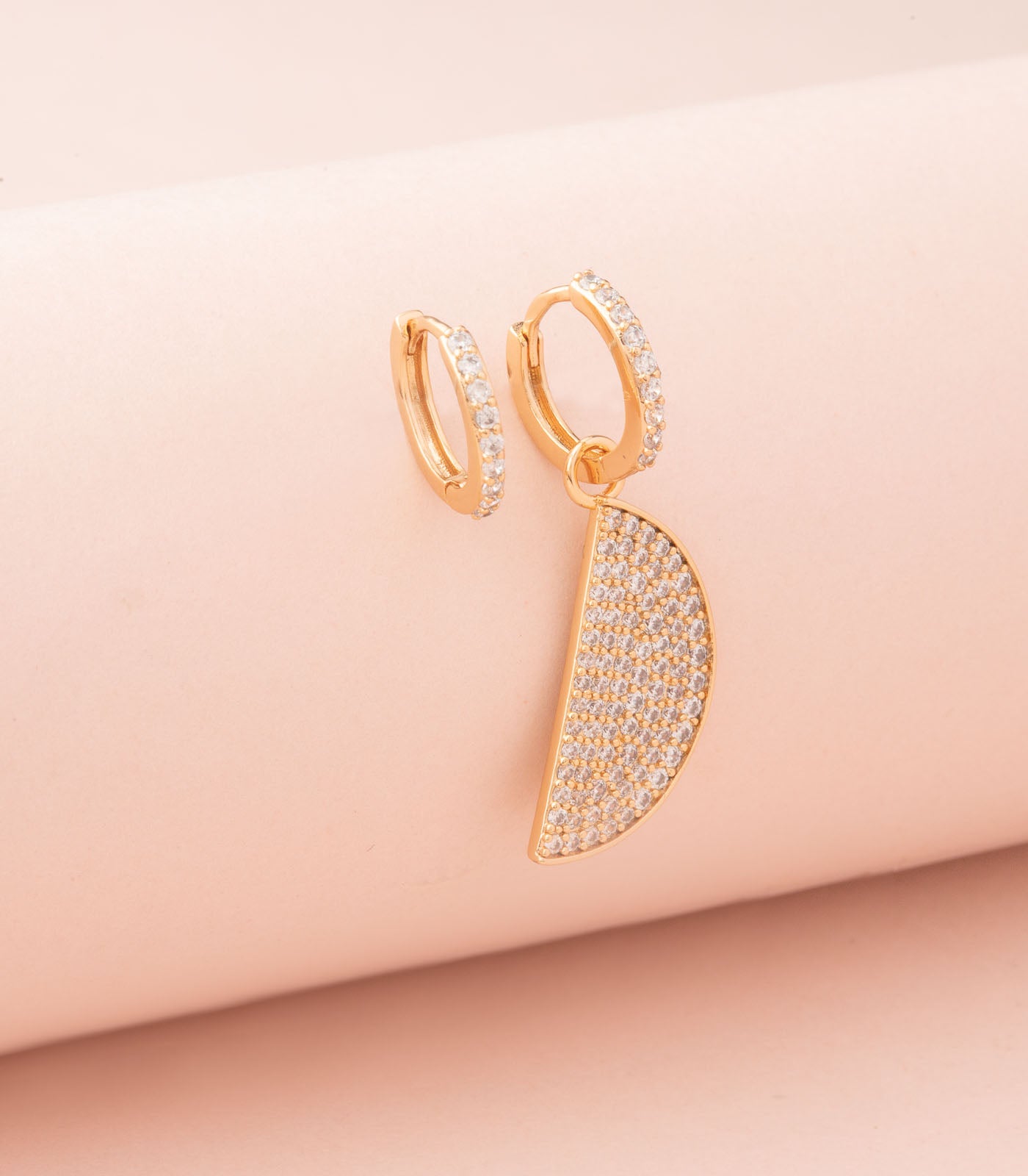 Crystal Moon Earrings (Brass)