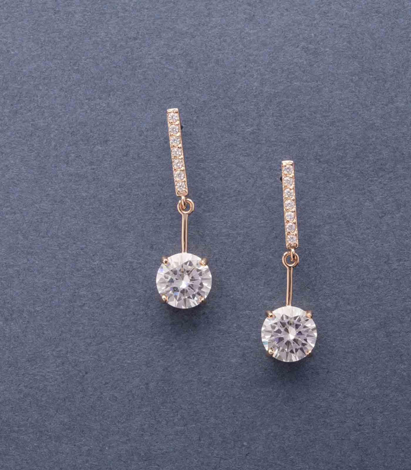 Crystal Stud Earrings (Brass)