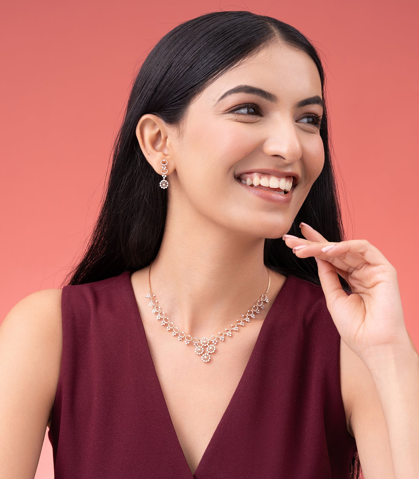 Diamond Floral Bliss Necklace Set
