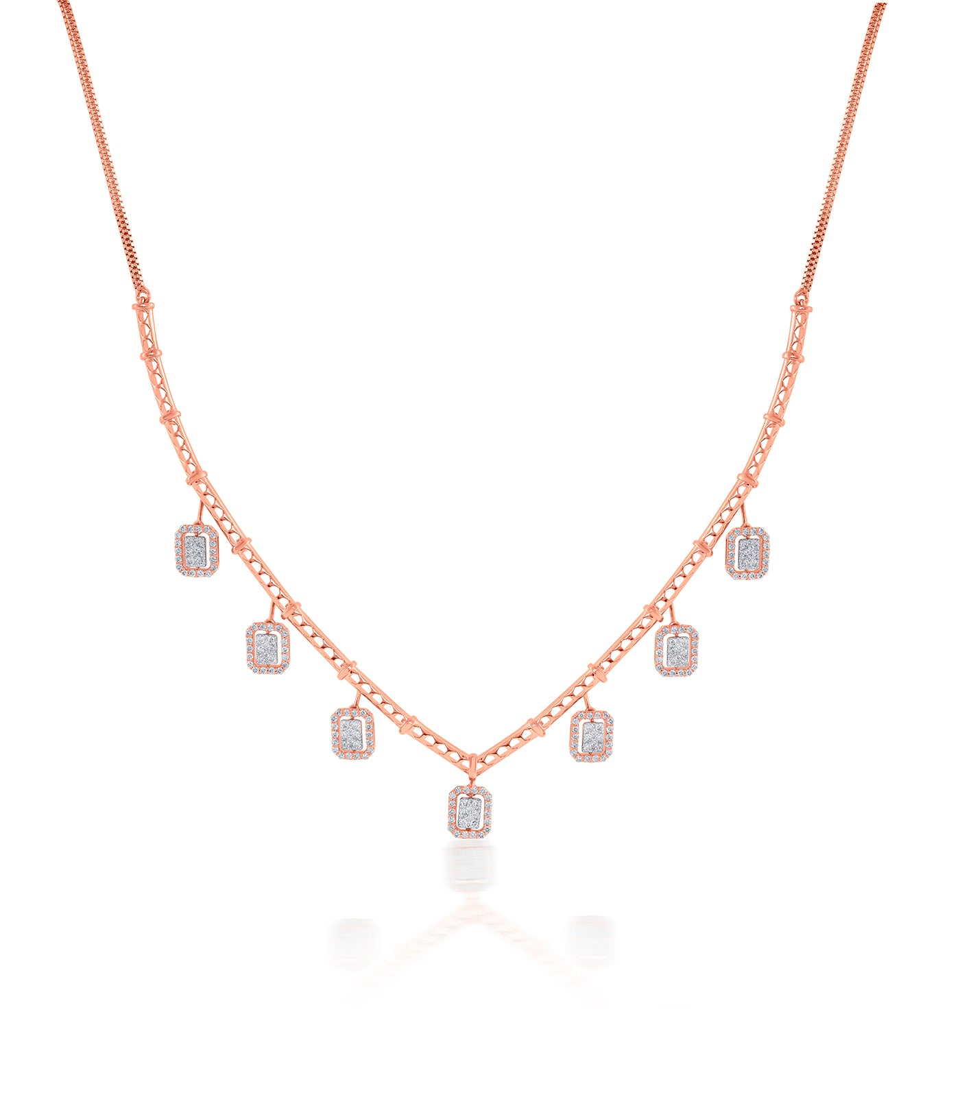 Diamond Stream Of Squares Necklace