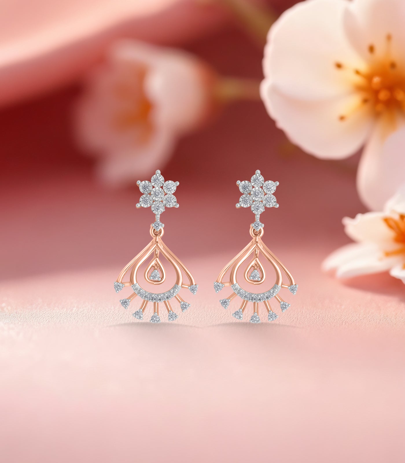 Diamond Shiny Swirls Necklace Set- Earrings