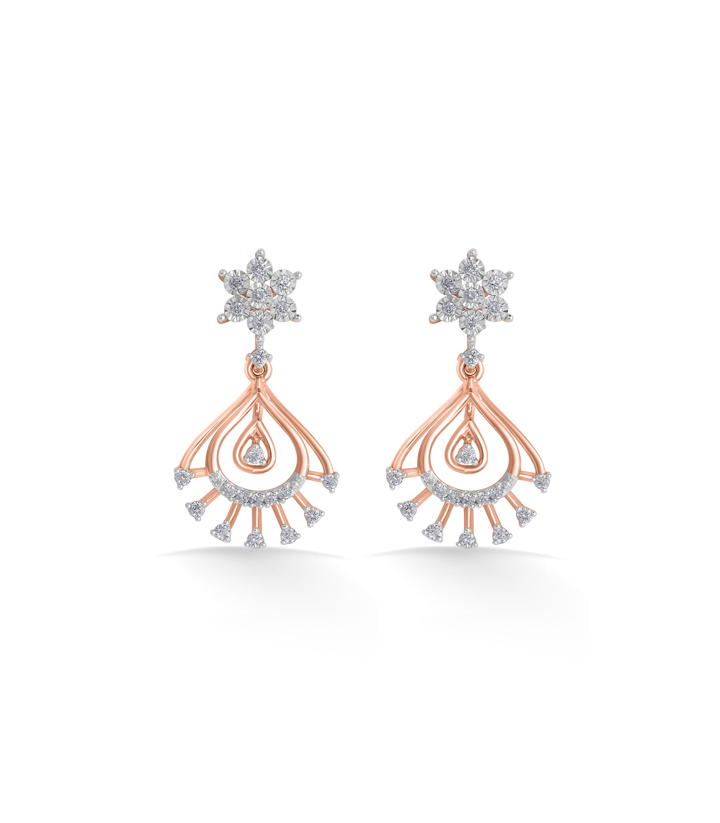 Diamond Shiny Swirls Necklace Set- Earrings
