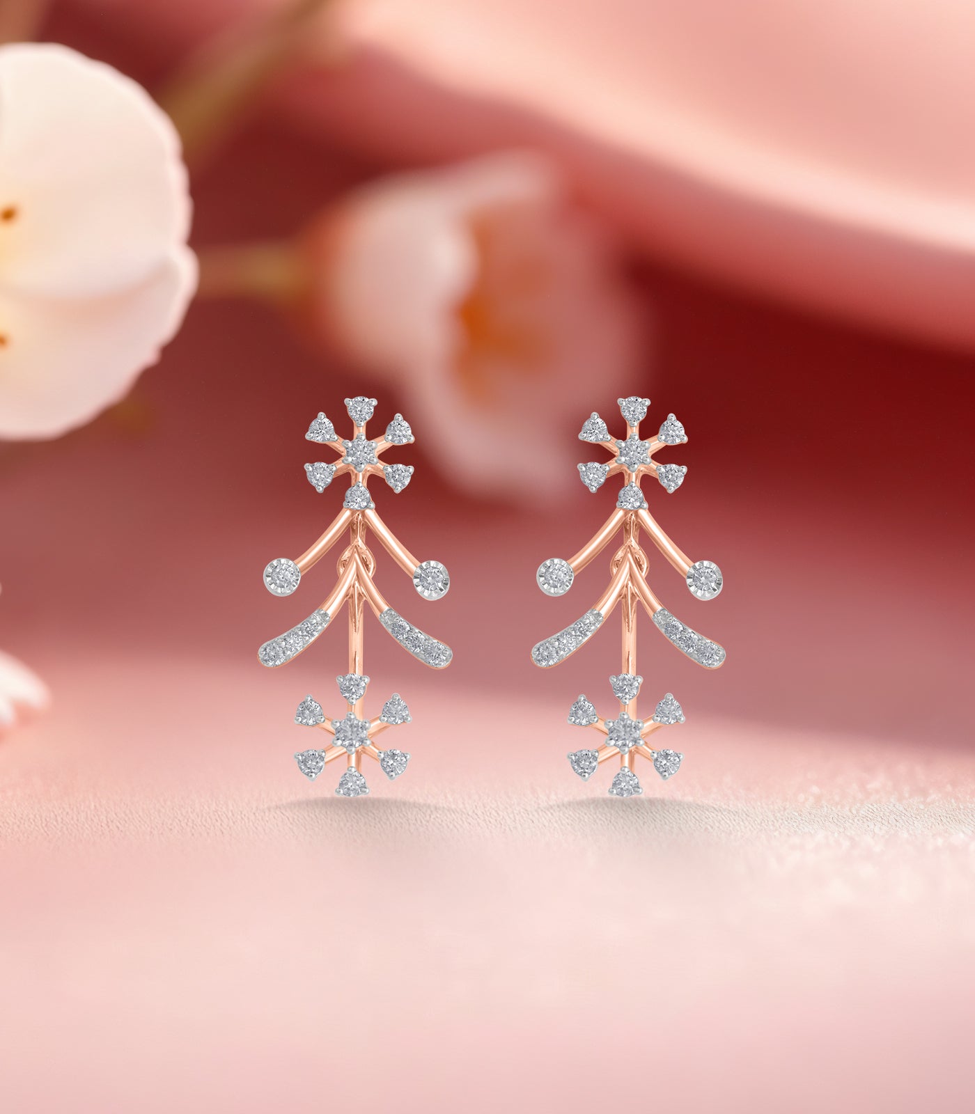 Diamond Floral Garland Necklace Set- Earrings
