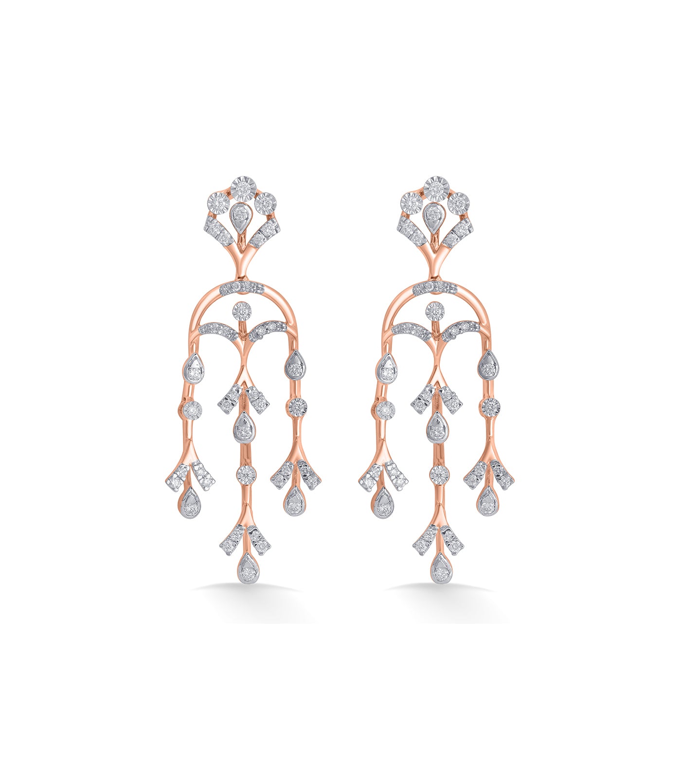 Diamond Garland Of Leaves Necklace Set- Earrings