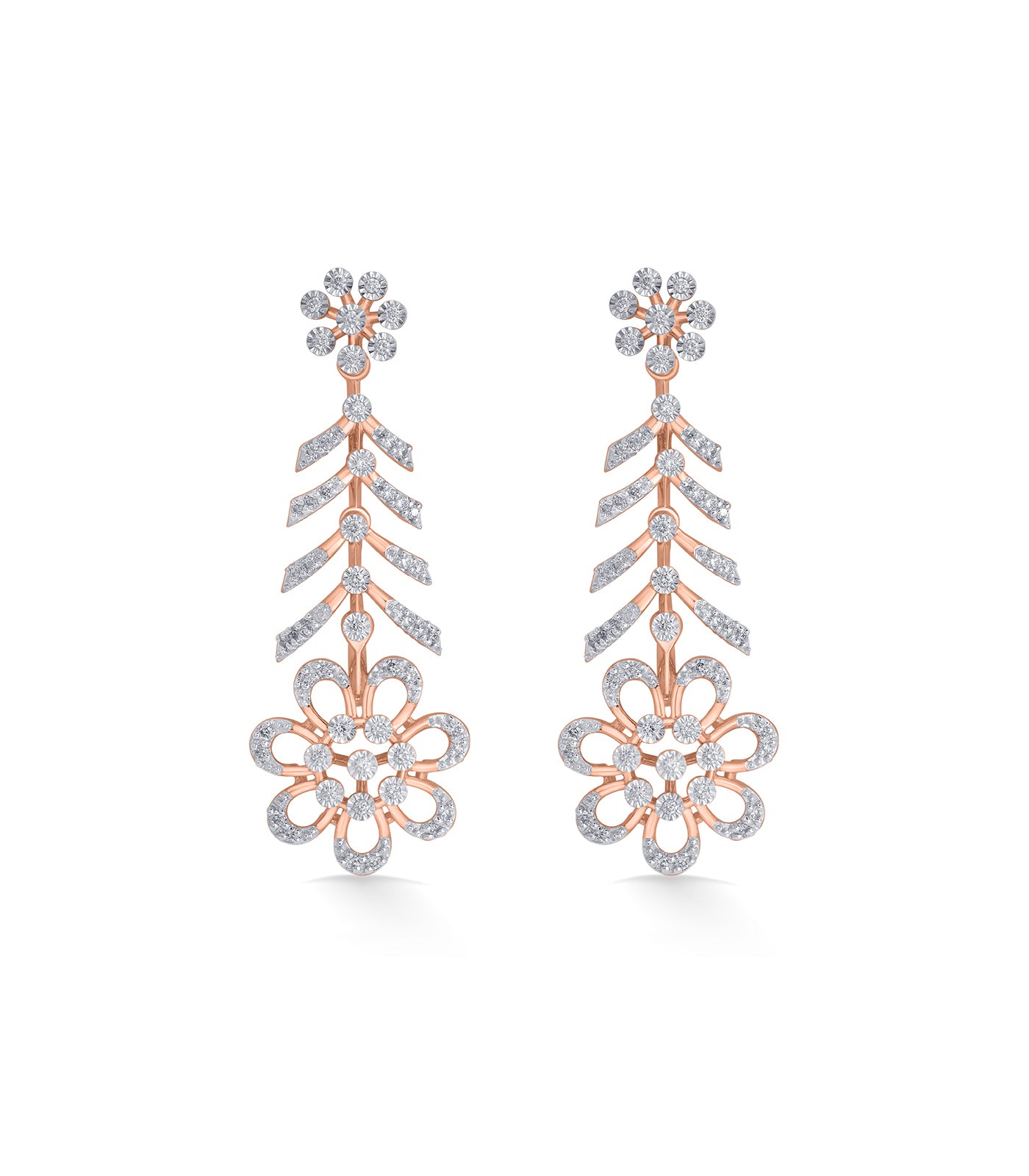 Diamond Stem & Flower Earrings