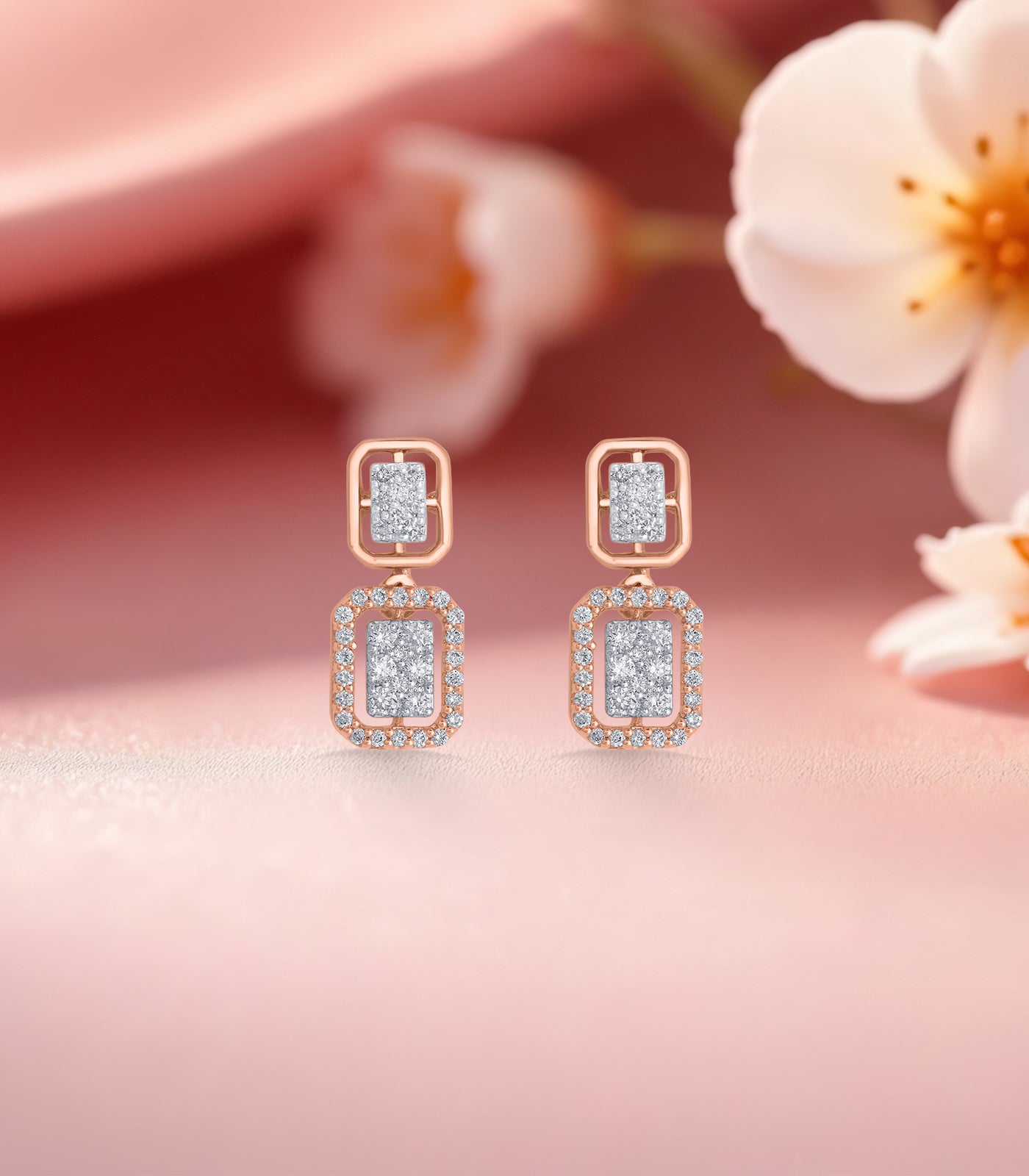 Diamond Stream Of Squares Earrings