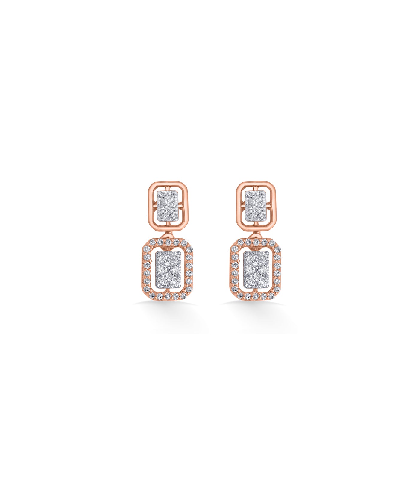 Diamond Stream Of Squares Earrings