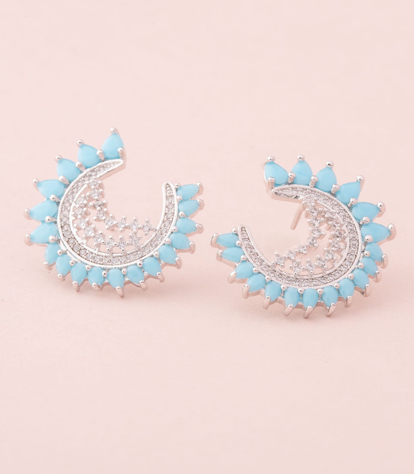 Elegent Blue Petal Studs (Brass)