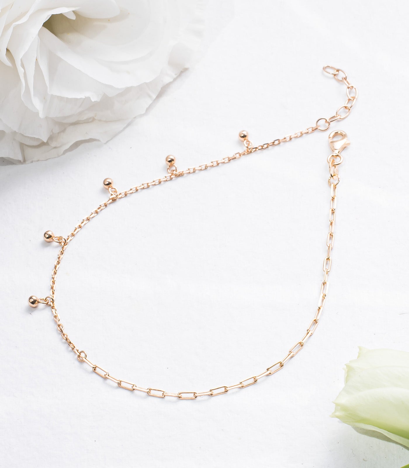 Shiny Orbs Gold Colored Anklet (Silver)