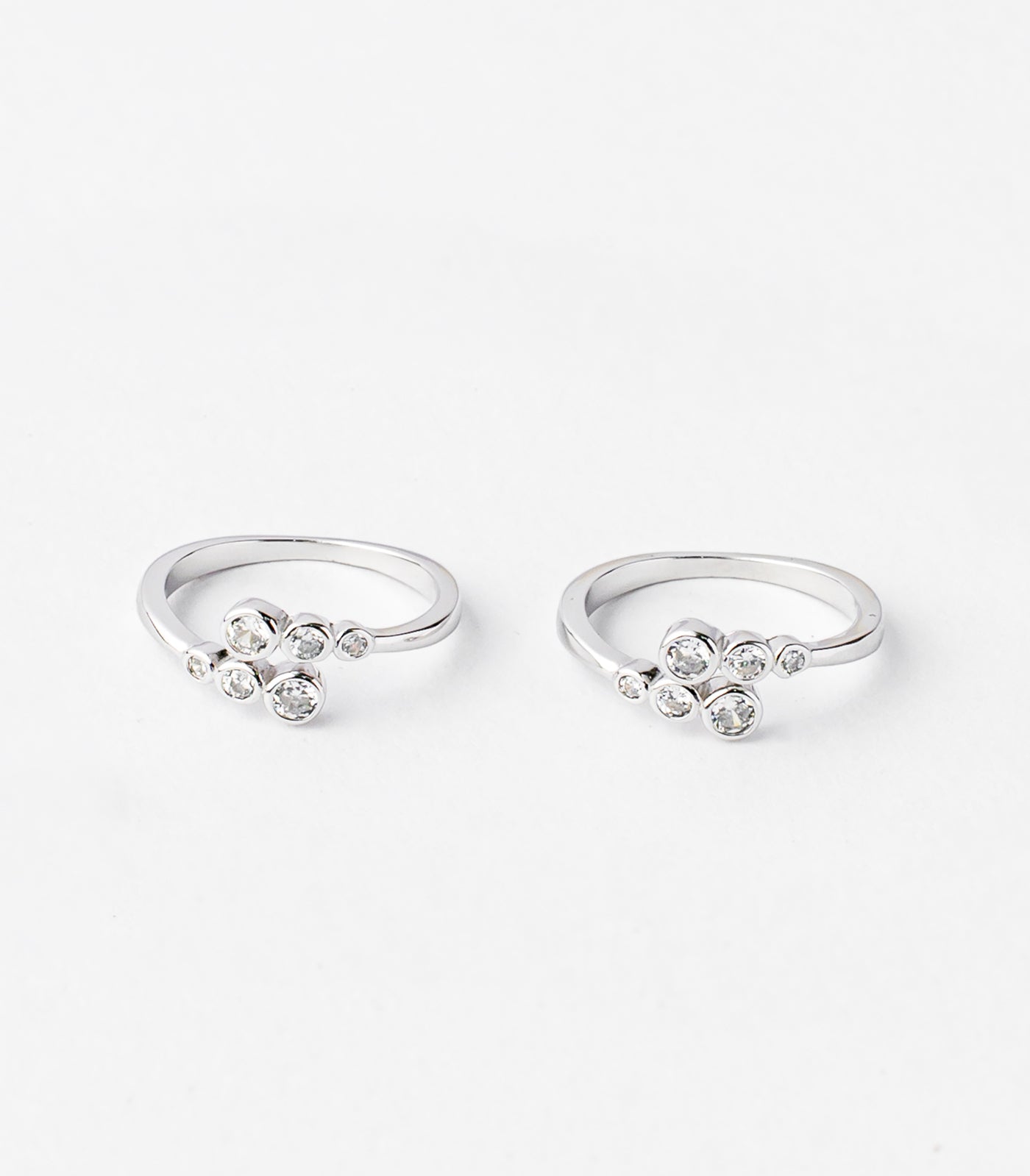 Shiny Crystal Quadert Toe Rings (Silver)