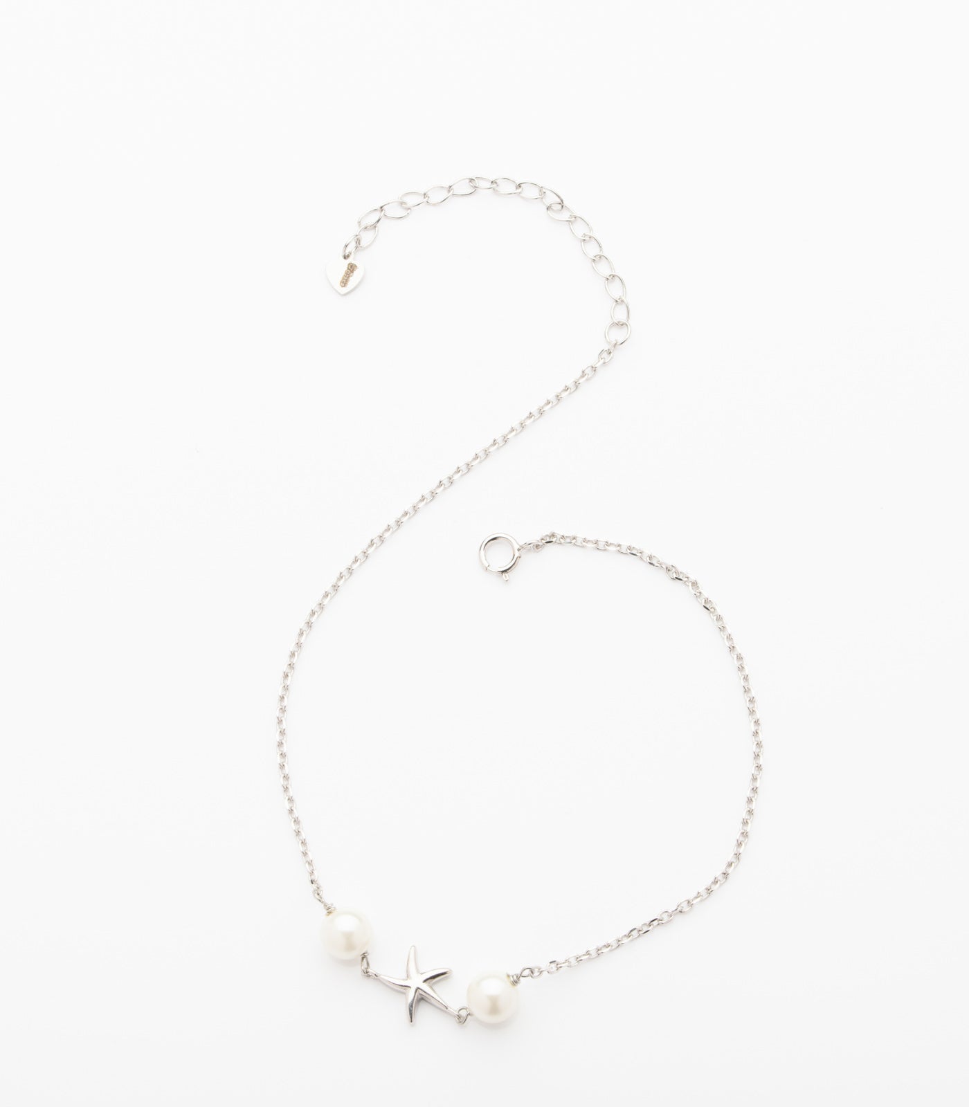 Dual Pearl With Star Anklet (Silver)
