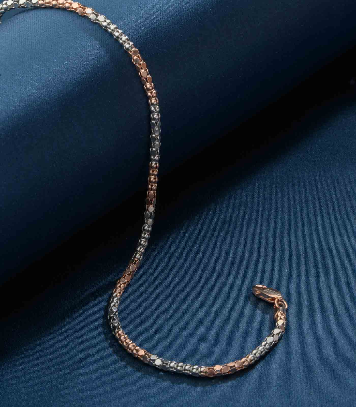 Textured Mix Metal Anklet (Silver)