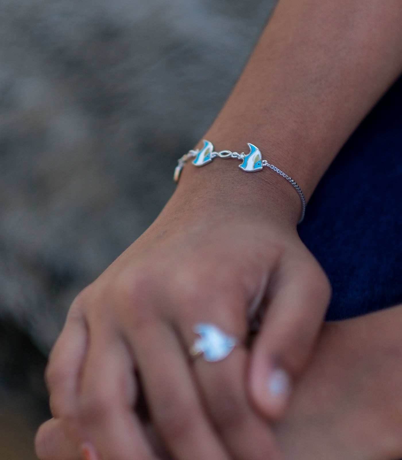 Blue Fish Bracelet (Silver)