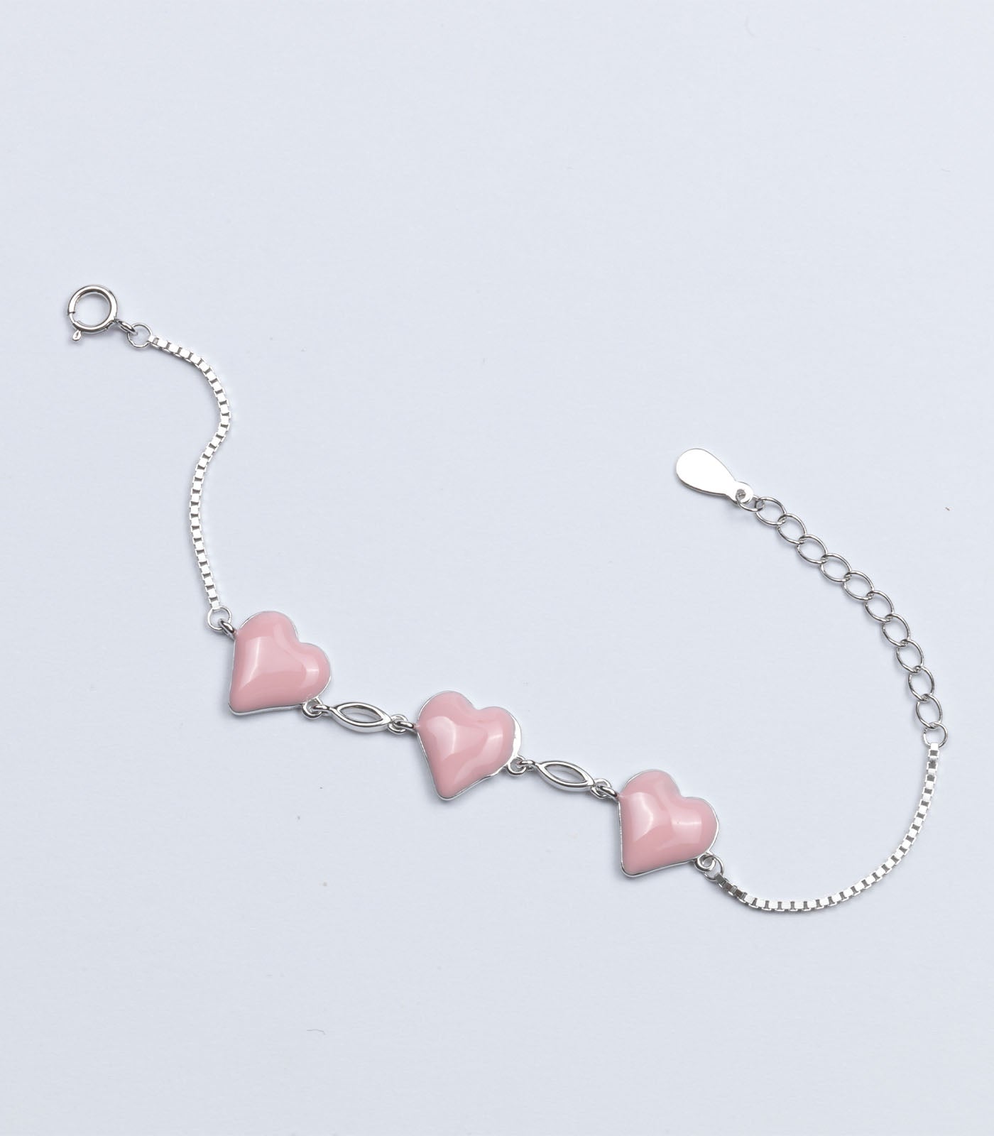 Pink Heart Bracelet (Silver)