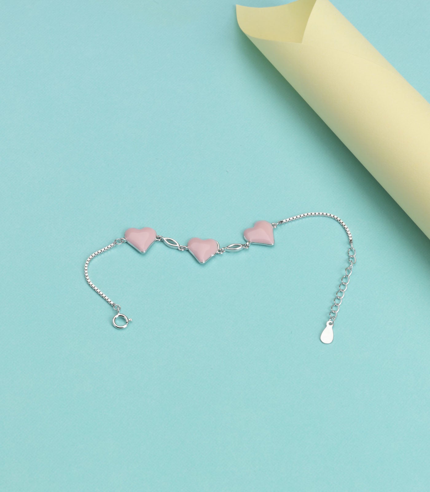 Pink Heart Bracelet (Silver)