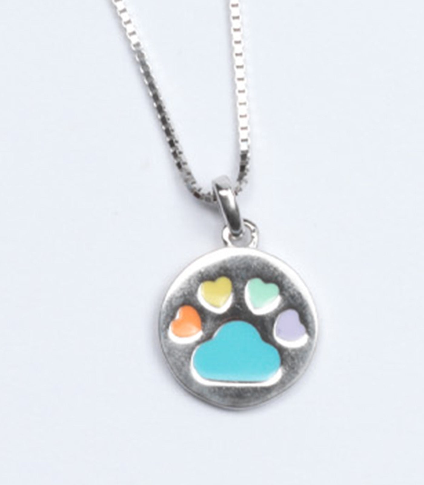 Coloured Paw Necklace (Silver)