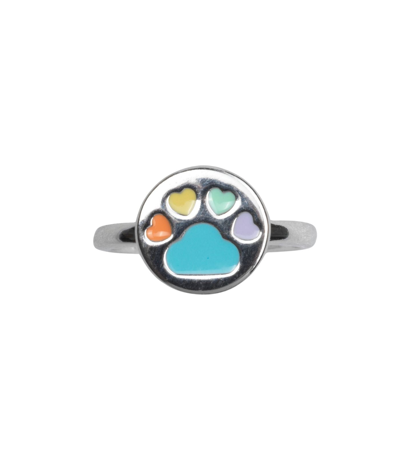 Coloured Paw Finger Ring (Silver)