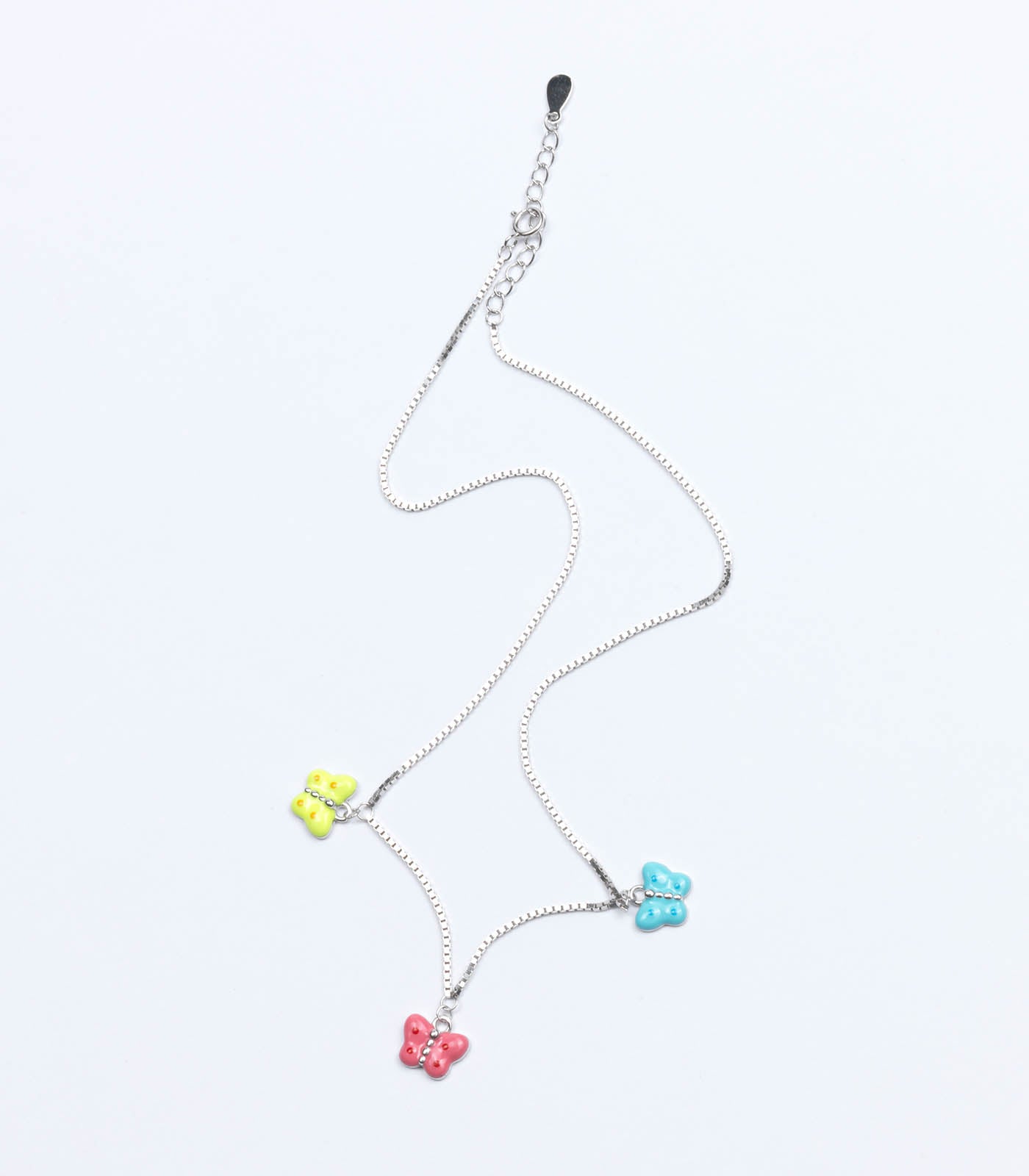 Coloured Butterflies Necklace (Silver)