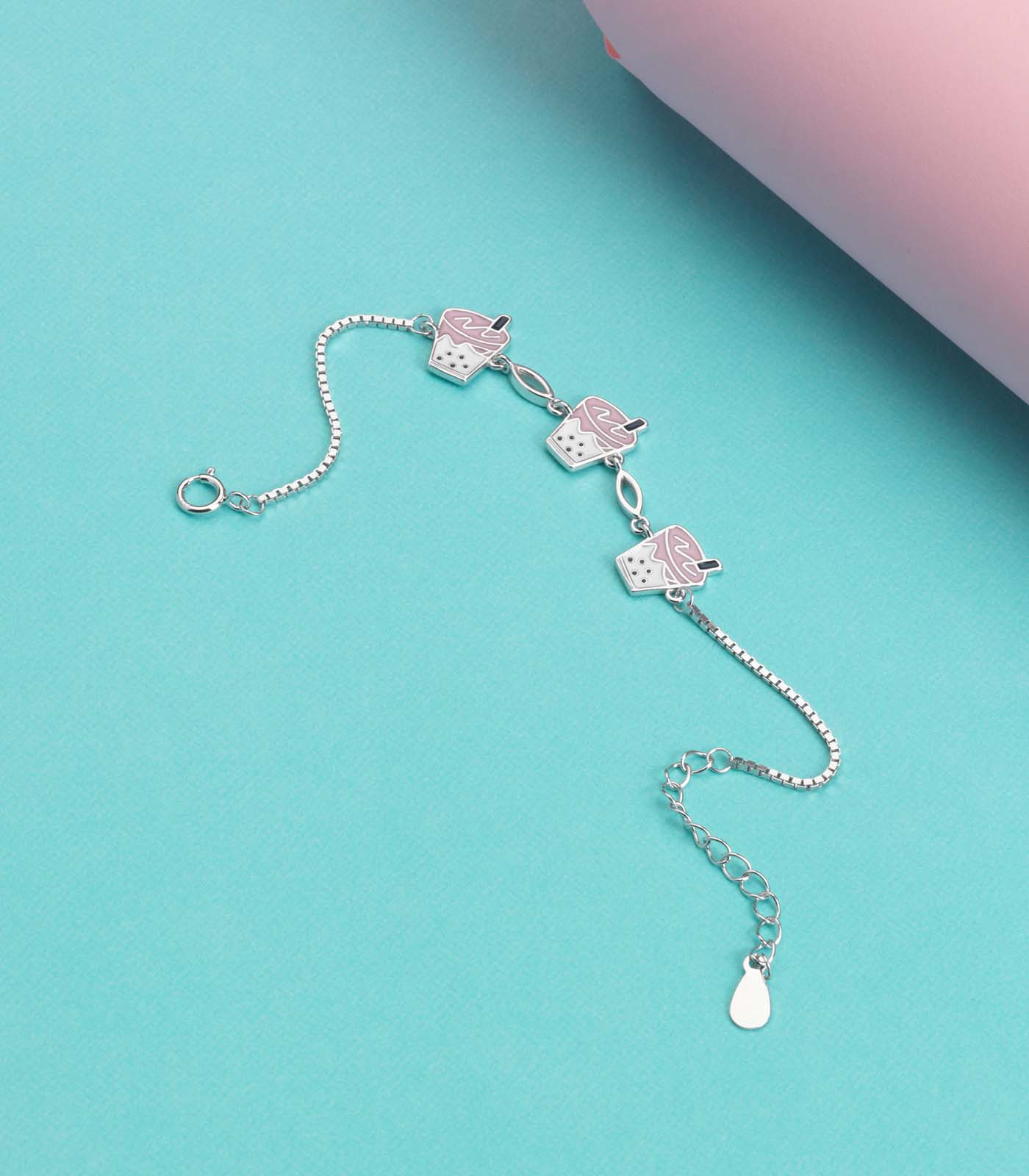 Boba Tea Bracelet (Silver)