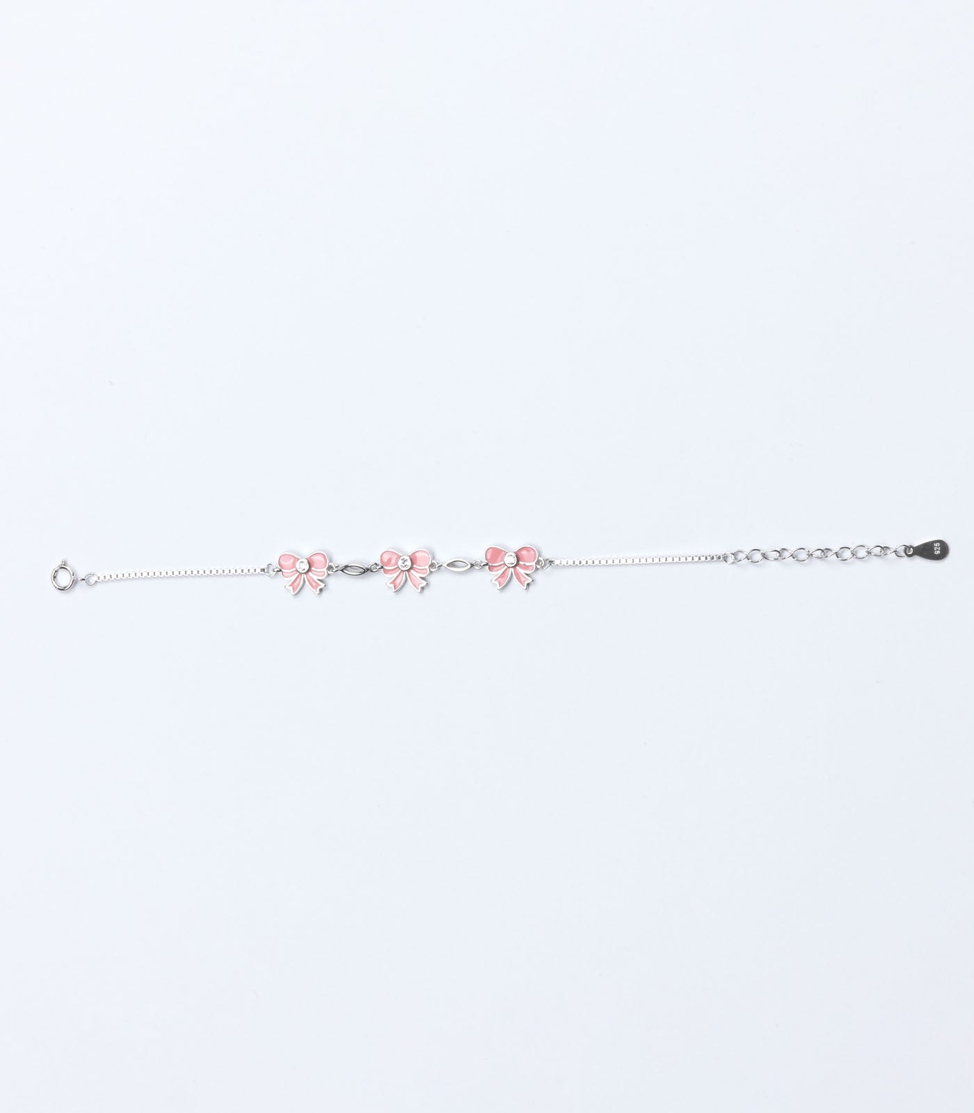 Pink Bow Bracelet (Silver)