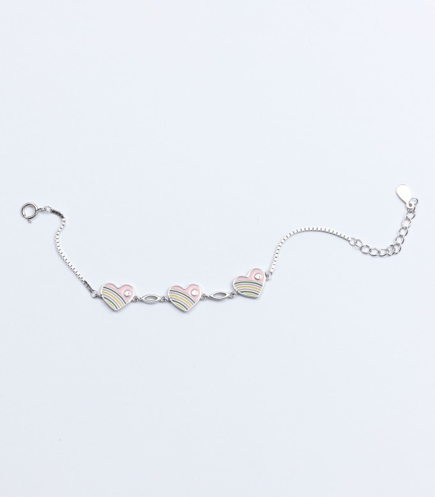 Rainbow Heart Bracelet (Silver)