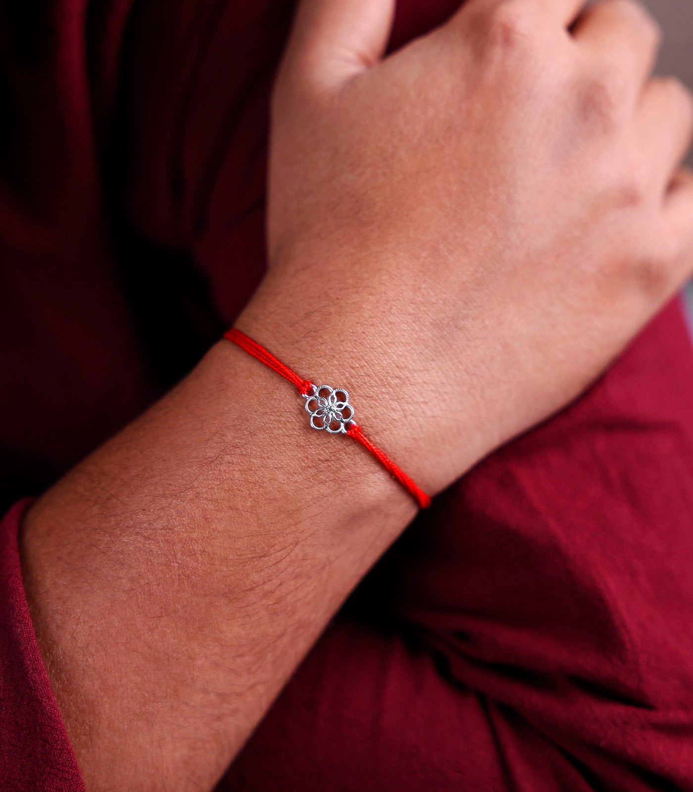 Floral Charm Silver Rakhi