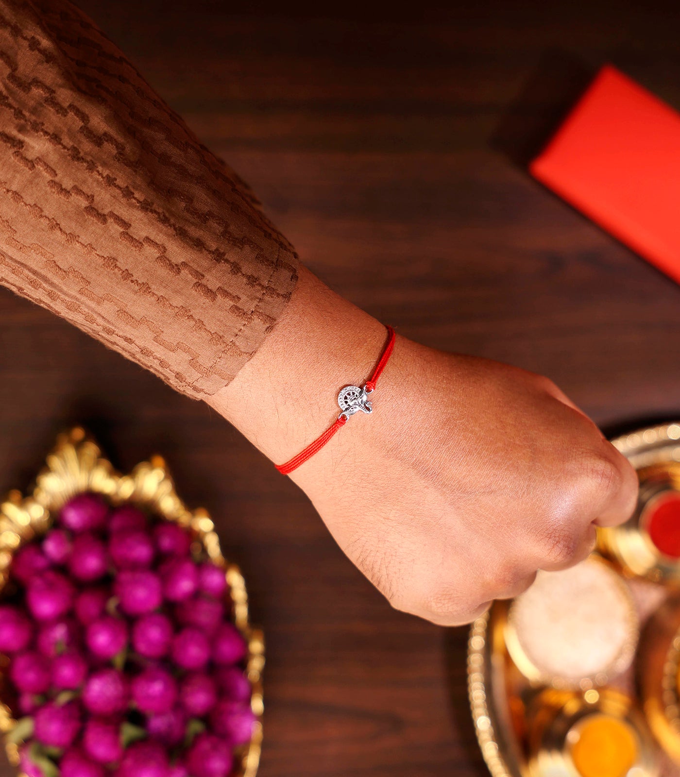 Ganesh Motfi Silver Rakhi