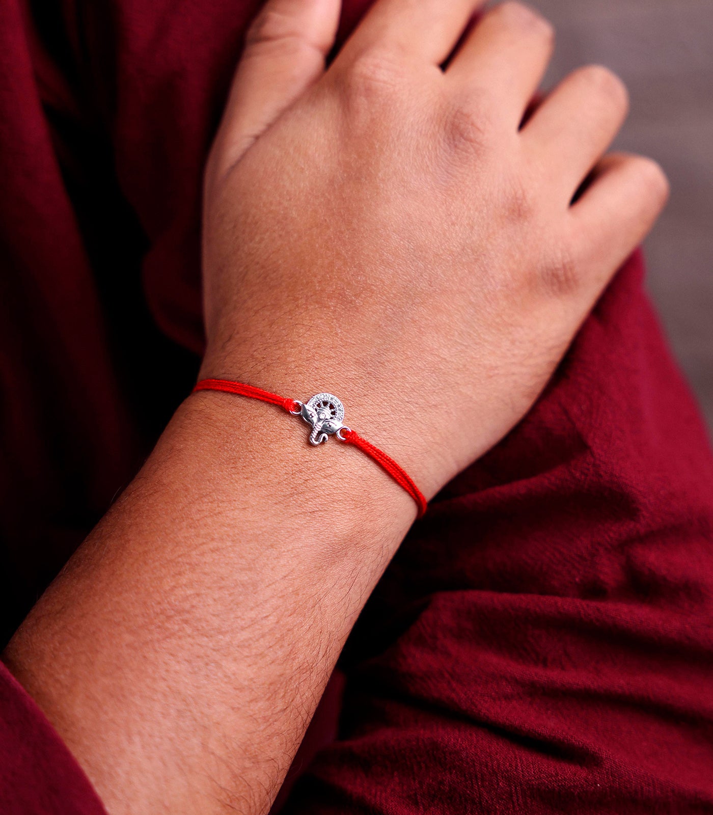 Ganesh Motfi Silver Rakhi