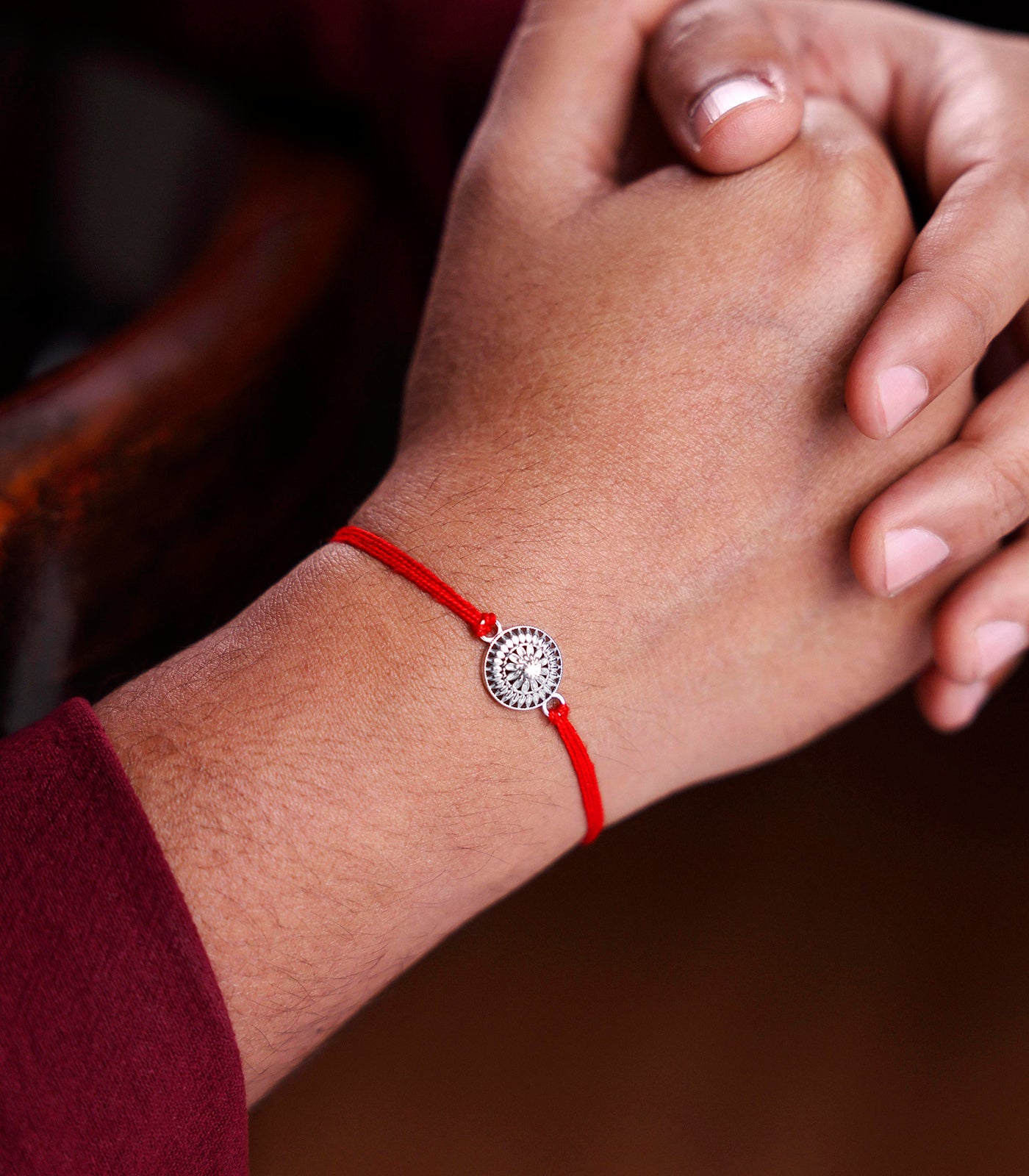 Sacred Floral Silver Rakhi