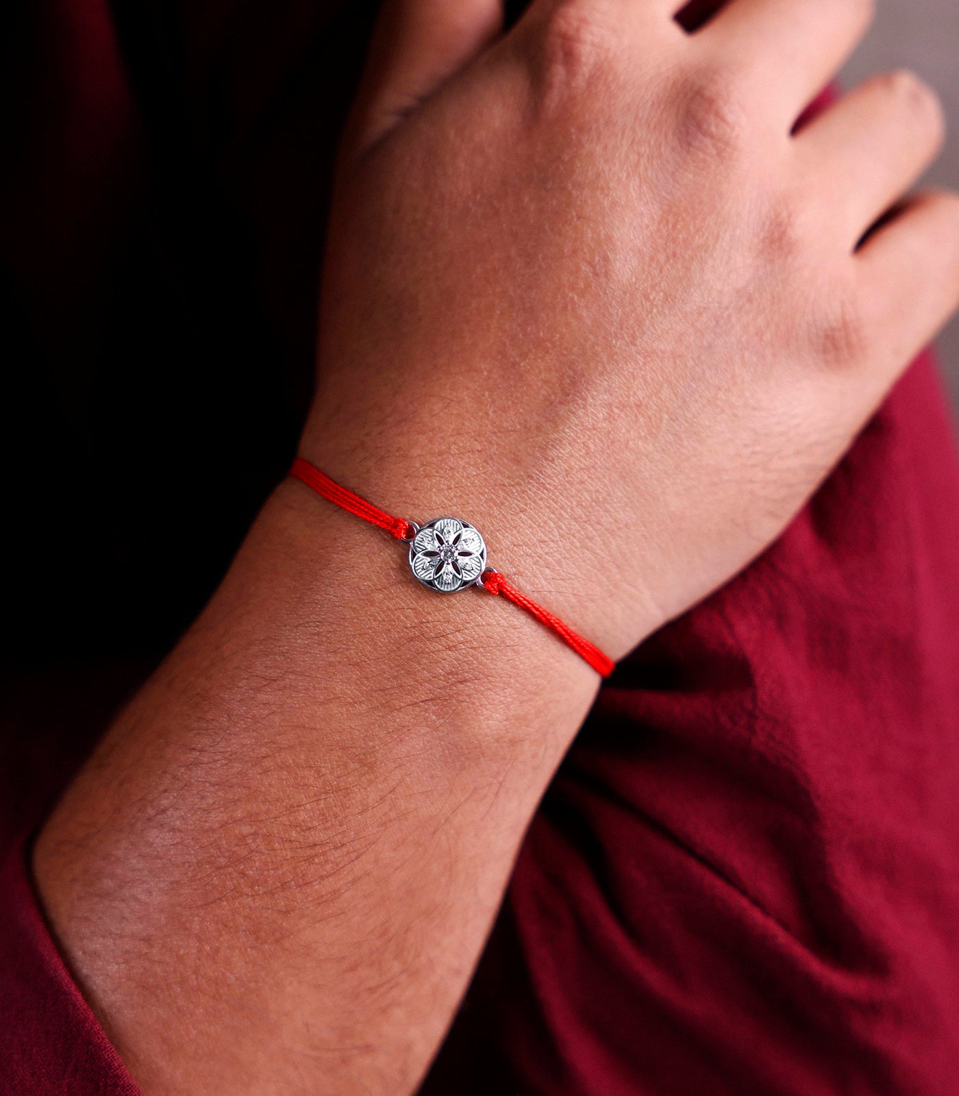 Classic Floral Motif Silver Rakhi