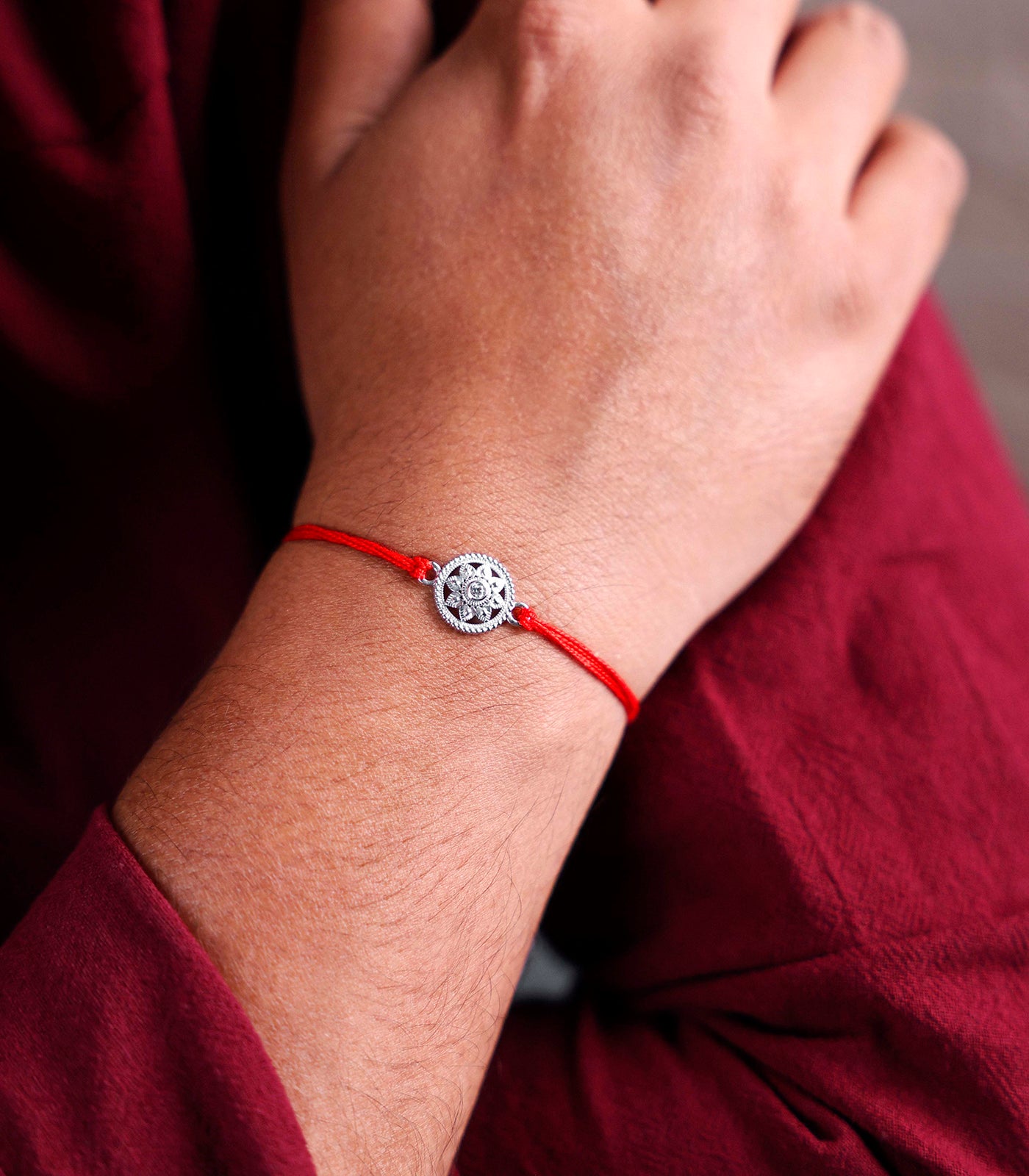 Ethreal Floral Motif Silver Rakhi