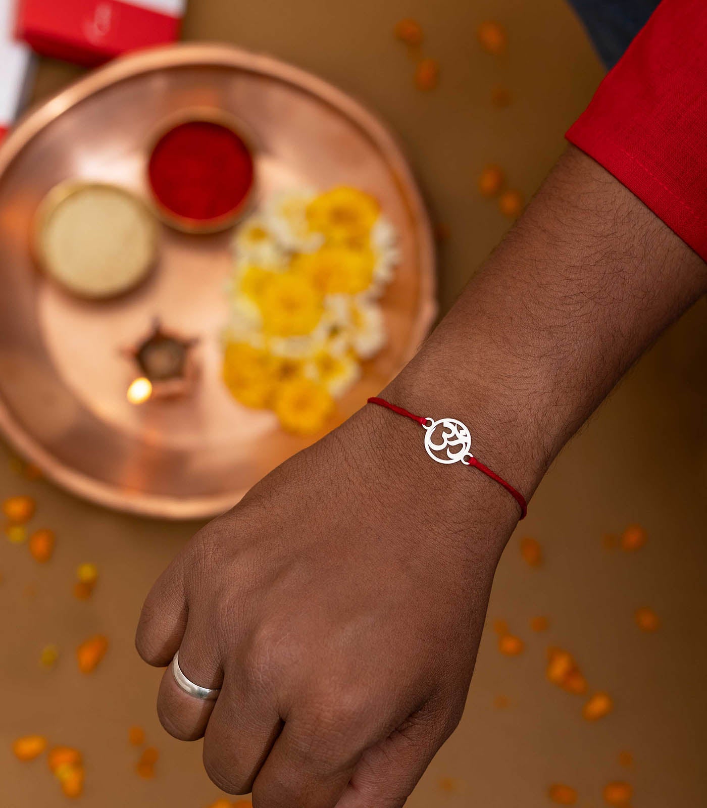 Ethereal Silver Rakhi - Spiritual OM Design