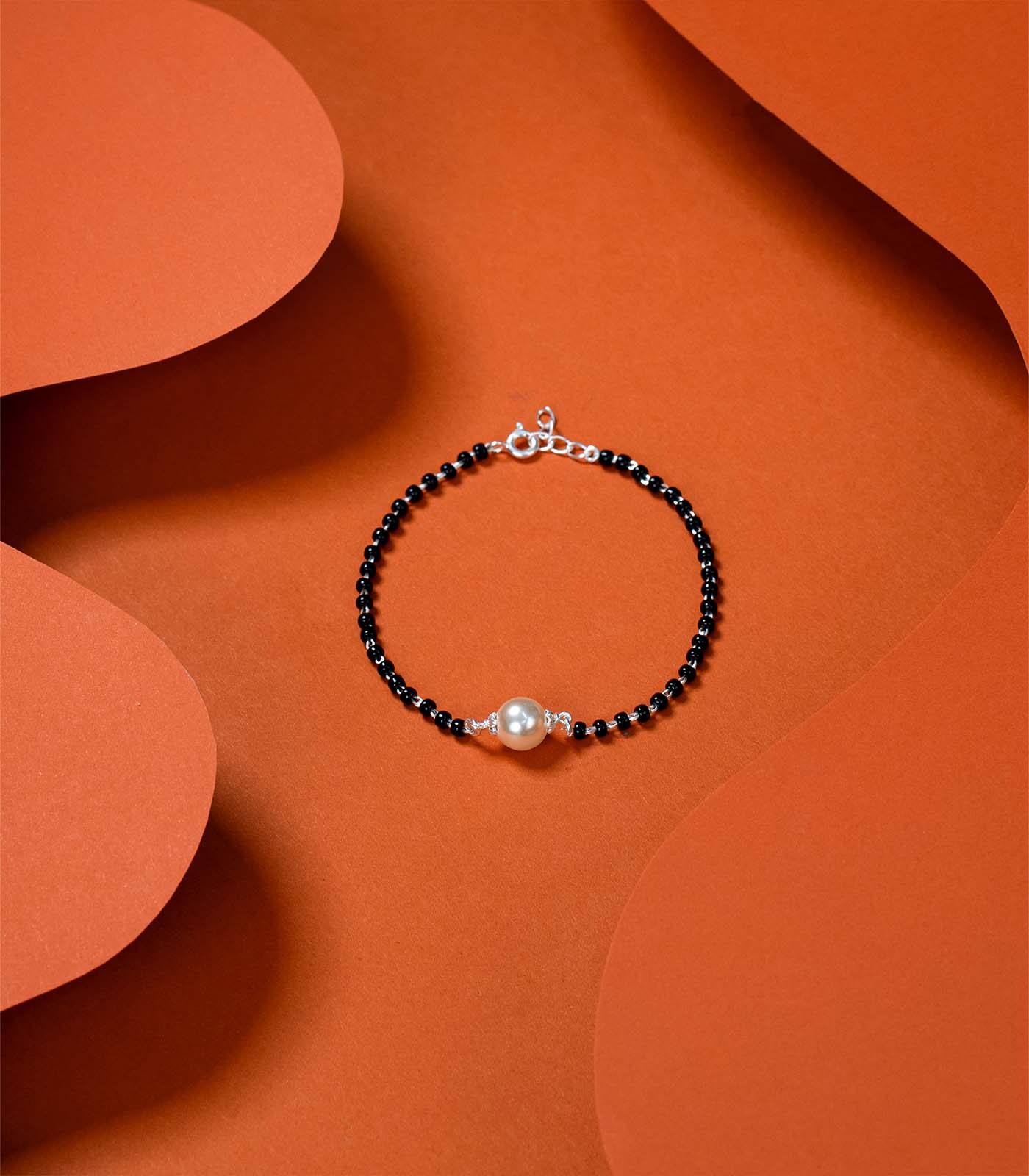 Single Pearl Silver Mangalsutra Bracelet