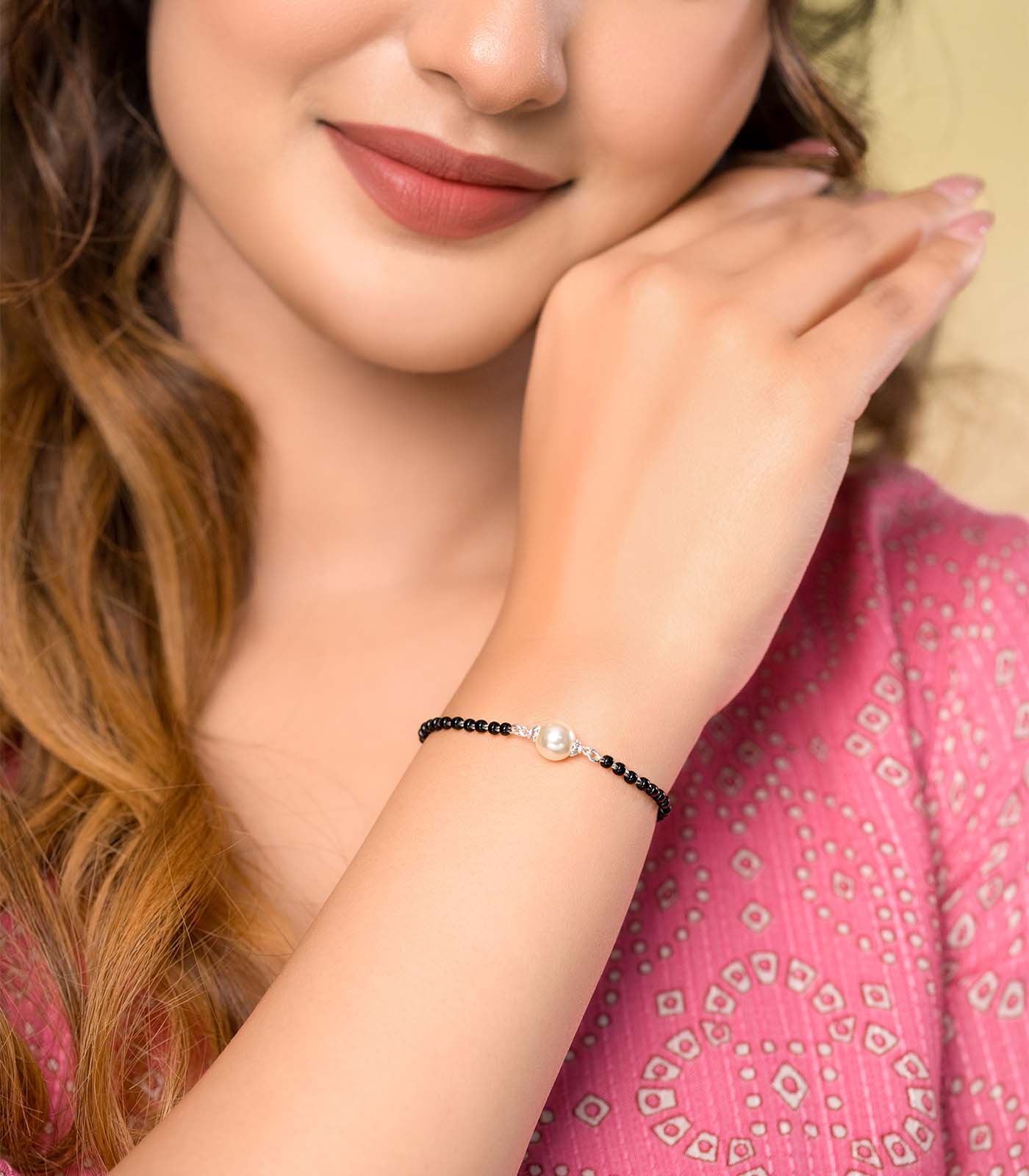 Single Pearl Silver Mangalsutra Bracelet
