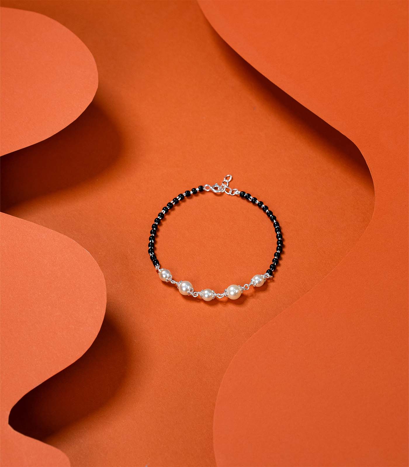 Five Pearls Silver Mangalsutra Bracelet