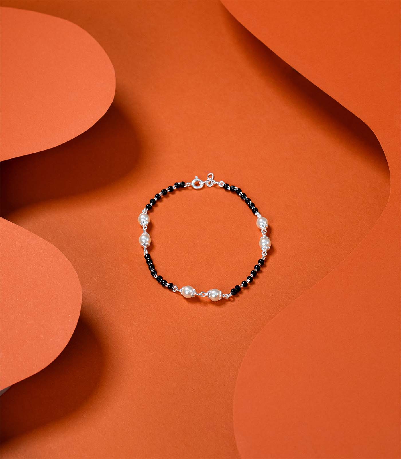 Triple Pearl Jodis Silver Mangalsutra Bracelet
