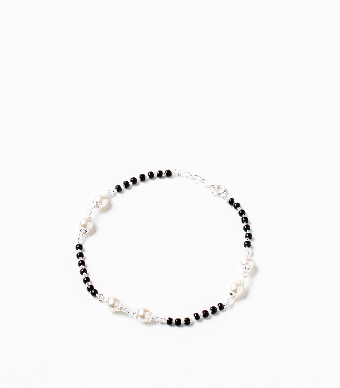 Double Pearl Jodis Mangalsutra Bracelet (Silver)