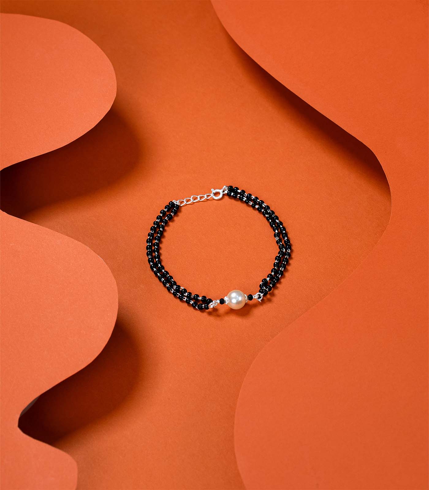 Single Pearl - Double Layered Silver Hand Mangalsutra