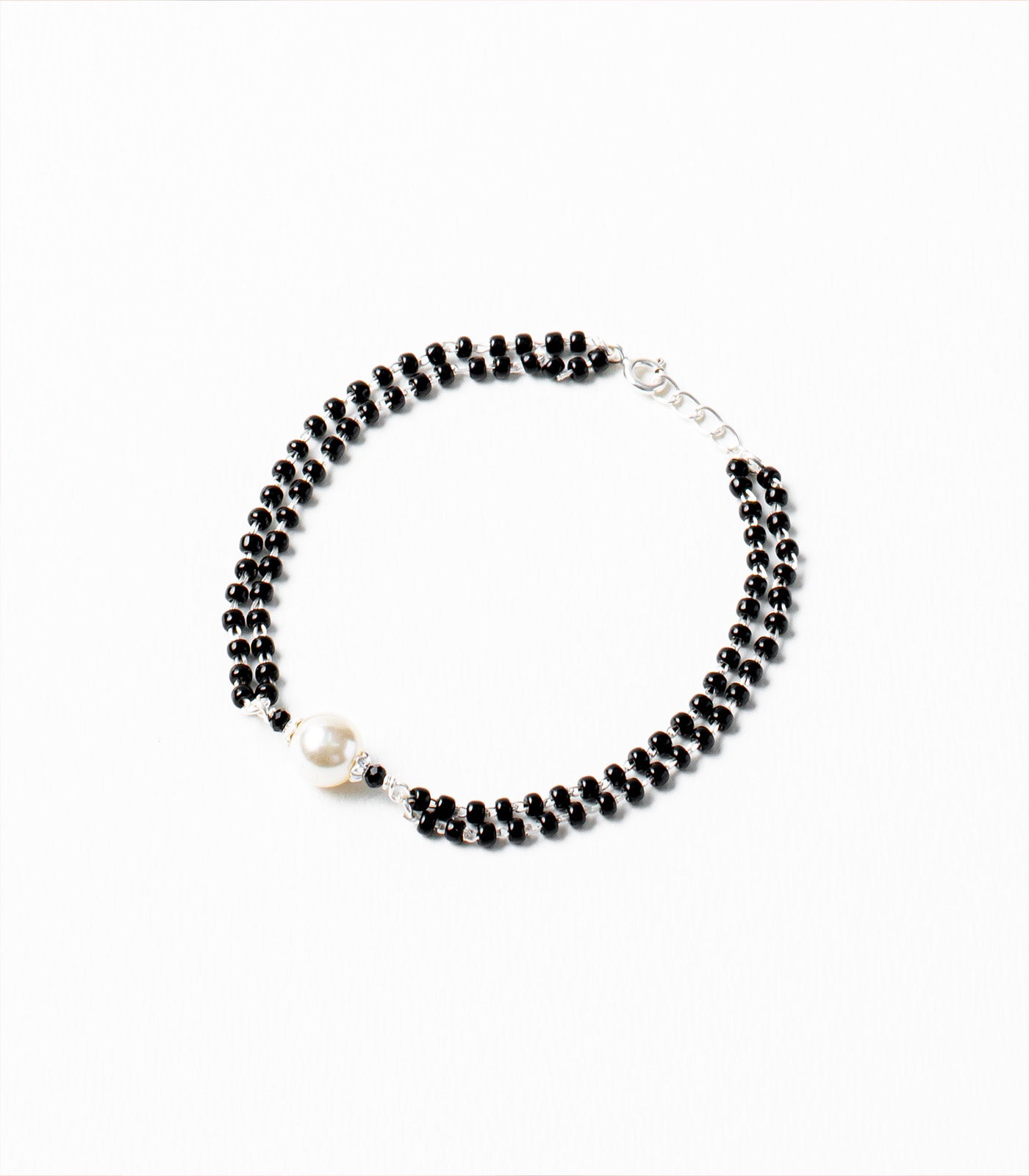 Single Pearl - Double Layered Silver Hand Mangalsutra