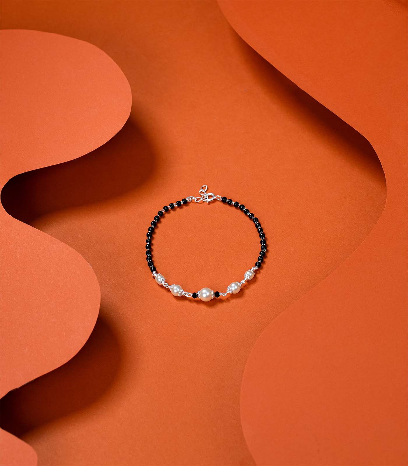 Five Pearls Silver Mangalsutra Bracelet
