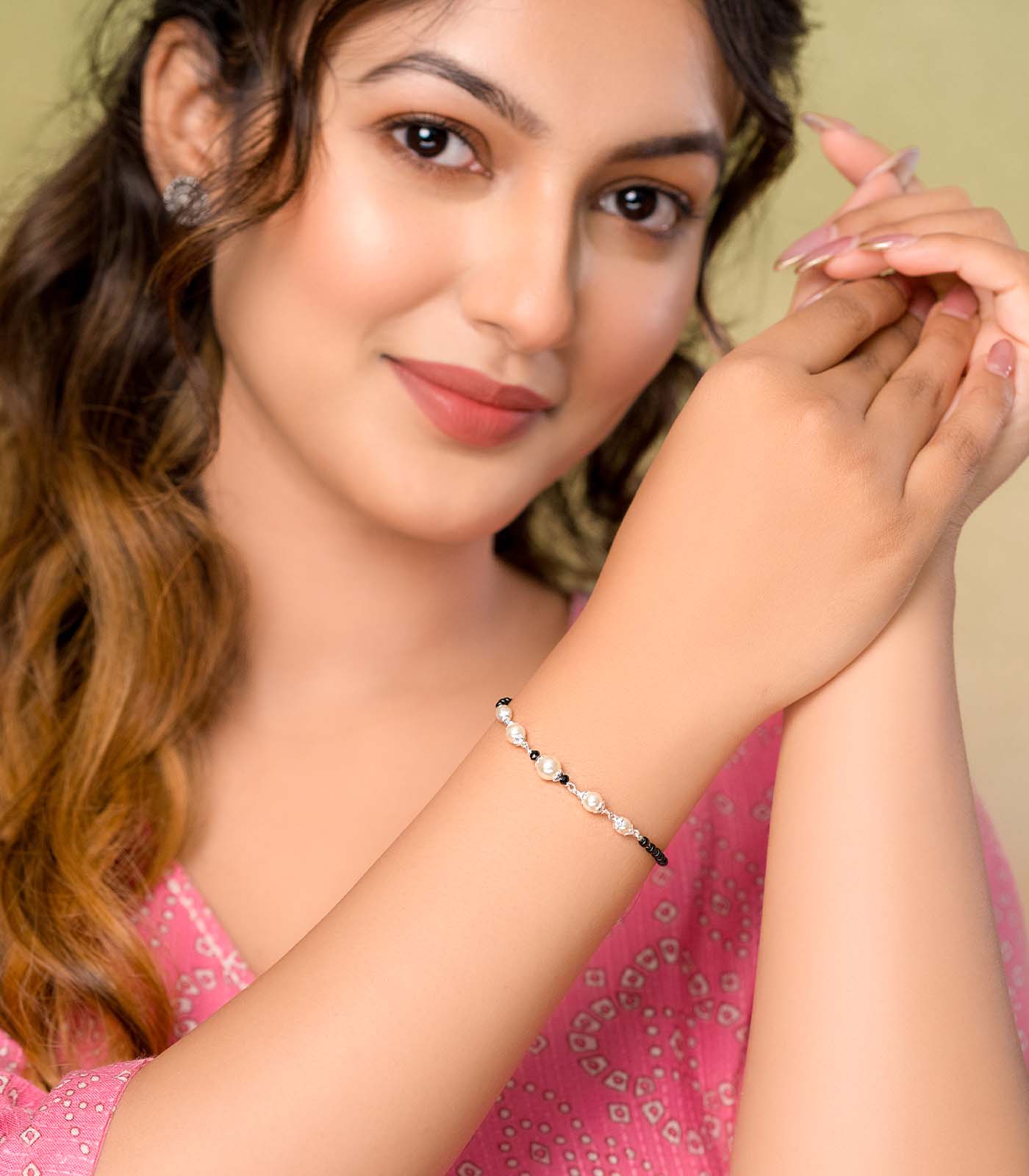 Five Pearls Silver Mangalsutra Bracelet