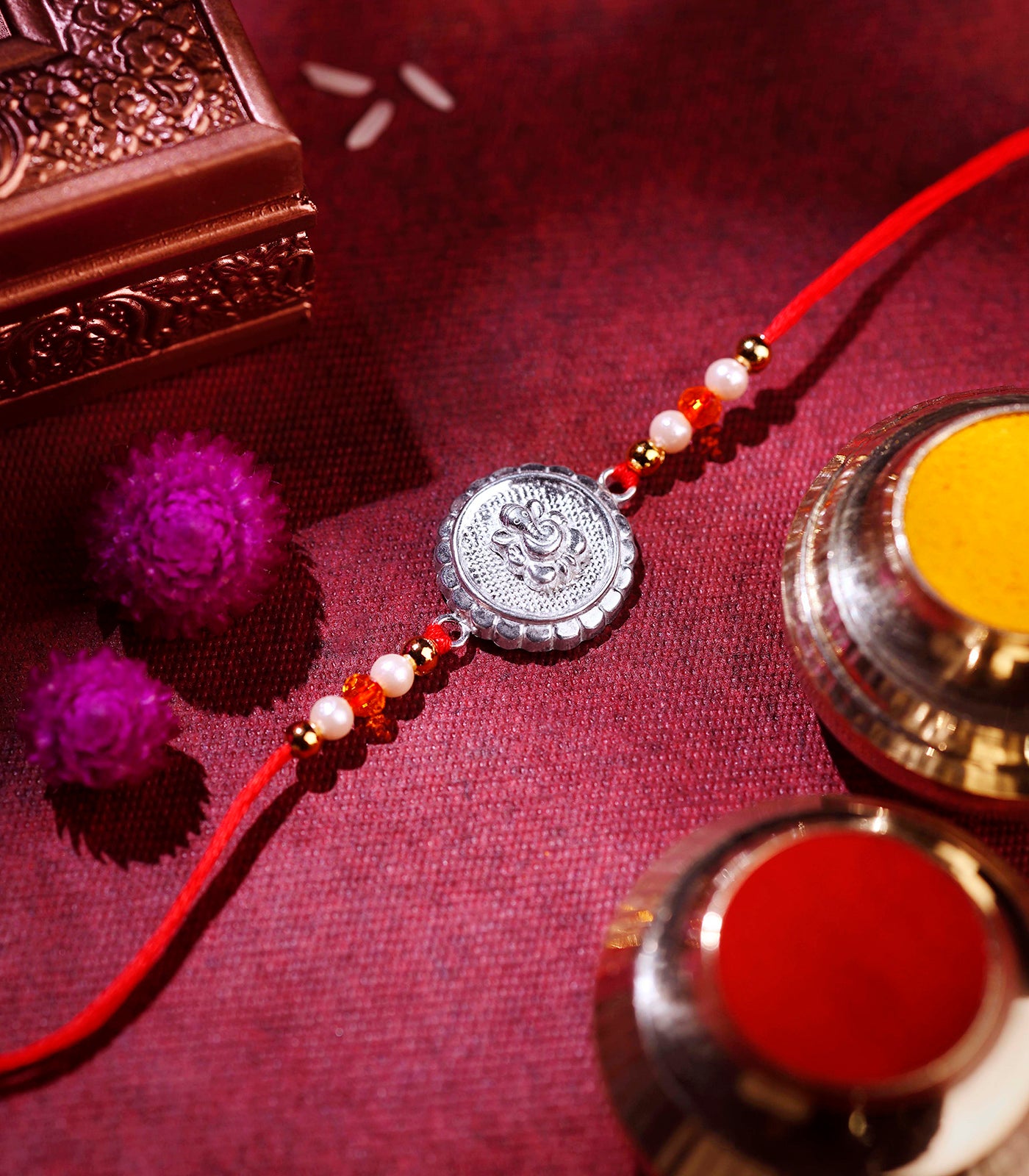 Beautiful Silver Rakhi - Ganesh Design