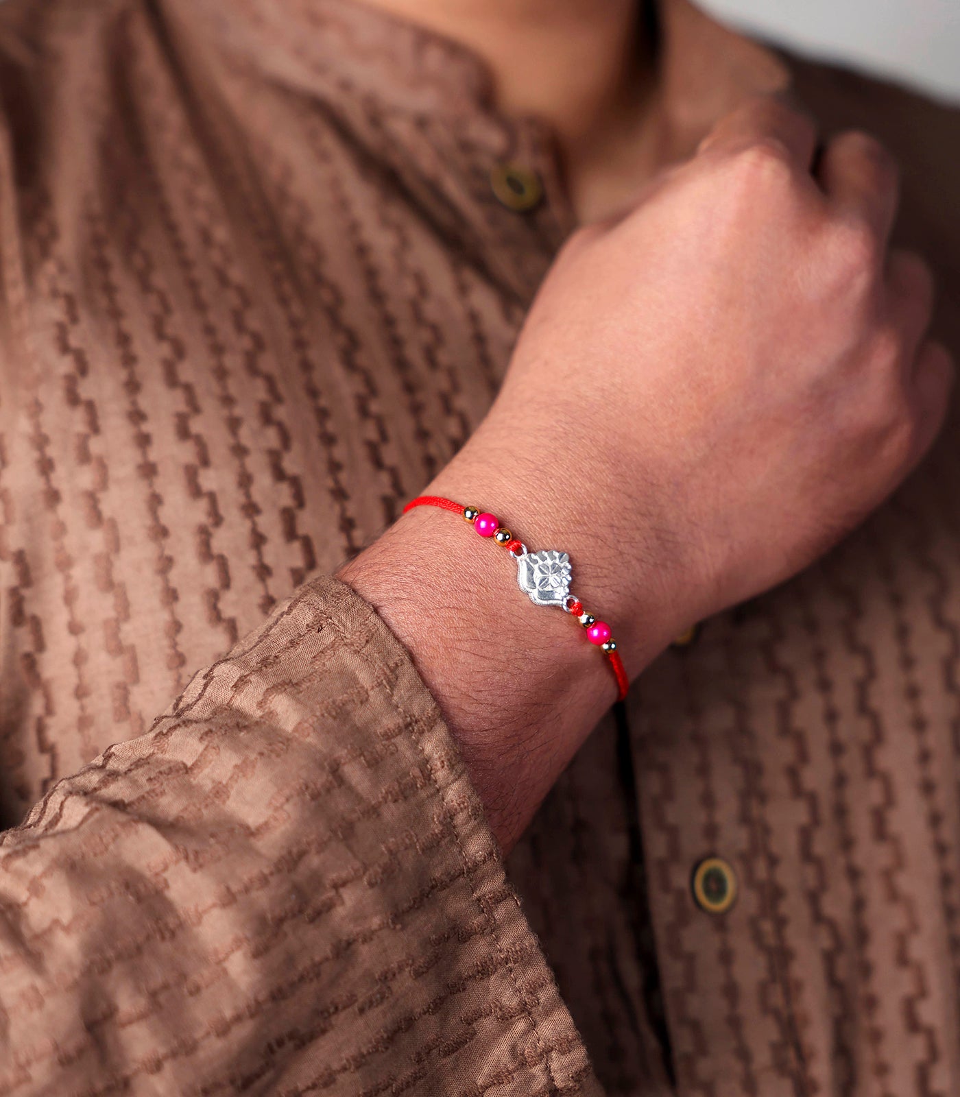 Beautiful Silver Rakhi - Blooming Flower Design